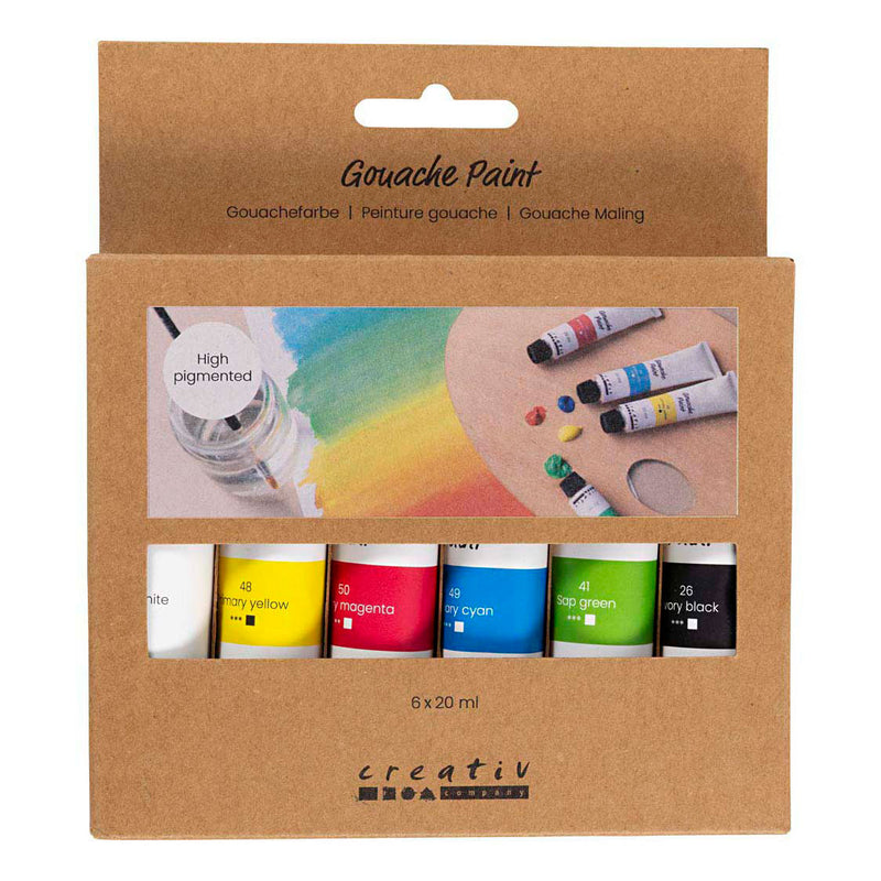 Load image into Gallery viewer, Creativ company gouacheverf standaardkleuren - 6x20ml.
