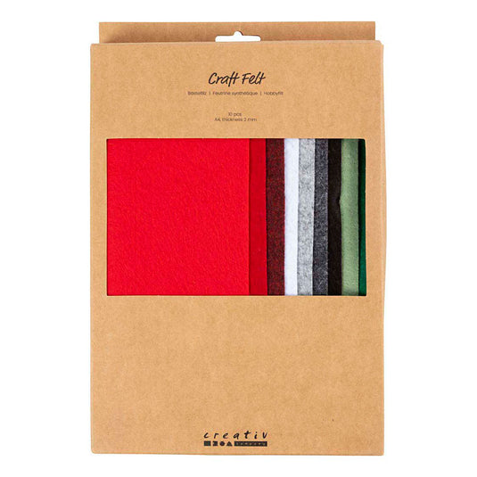 Creativ company hobbyvilt a4 dikte 2mm kerst kleuren - 10st.