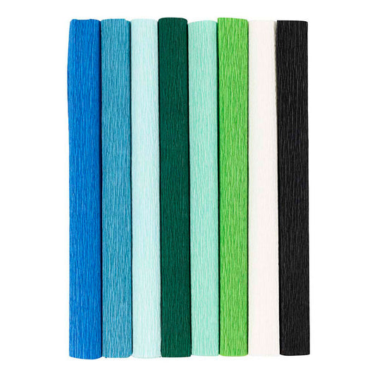 Creativ company crepepapier blauw en groen harmonie - 8st.