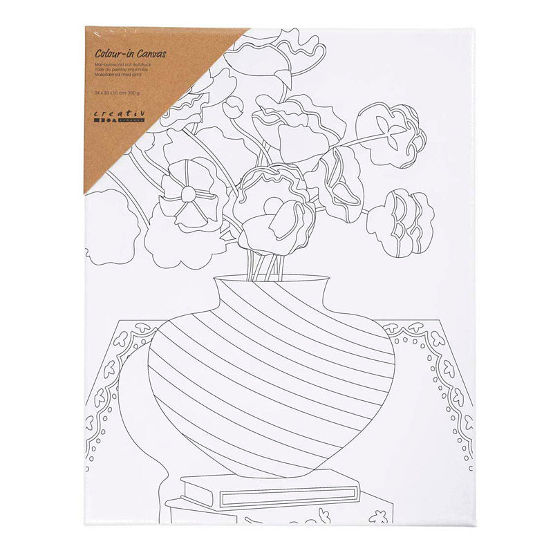 Load image into Gallery viewer, Creativ company schildercanvas met print boeket in vaas - 24x30cm
