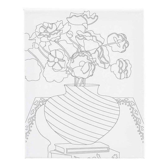 Creativ company schildercanvas met print boeket in vaas - 24x30cm