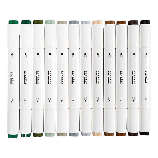 Creativ company tekenstift lijndikte 1+8mm natuurlijke kleuren - 12st.