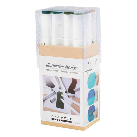 Creativ company tekenstift lijndikte 1+8mm natuurlijke kleuren - 12st.