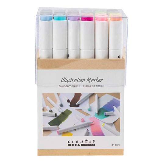 Creativ company tekenstift lijndikte 1+8mm pastelkleuren - 24st.