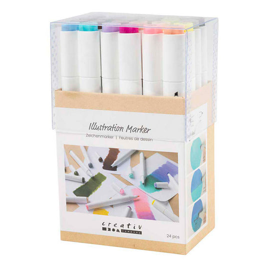 Creativ company tekenstift lijndikte 1+8mm pastelkleuren - 24st.