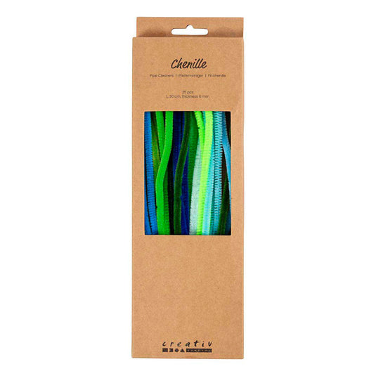 Creativ company chenille 6mm x 30cm groen en turquoise harmonie - 25st.
