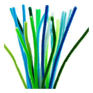 Creativ company chenille 6mm x 30cm groen en turquoise harmonie - 25st.