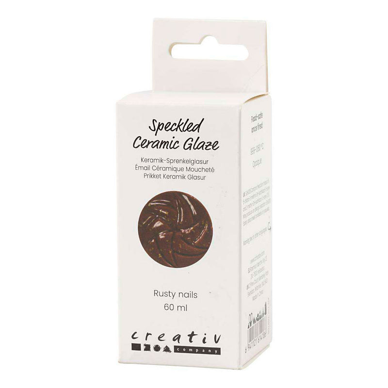 Afbeelding laden in galerijviewer, Creativ company gespikkeld keramiek glazuur 999-1060 c dekkend rusty nail - 60ml
