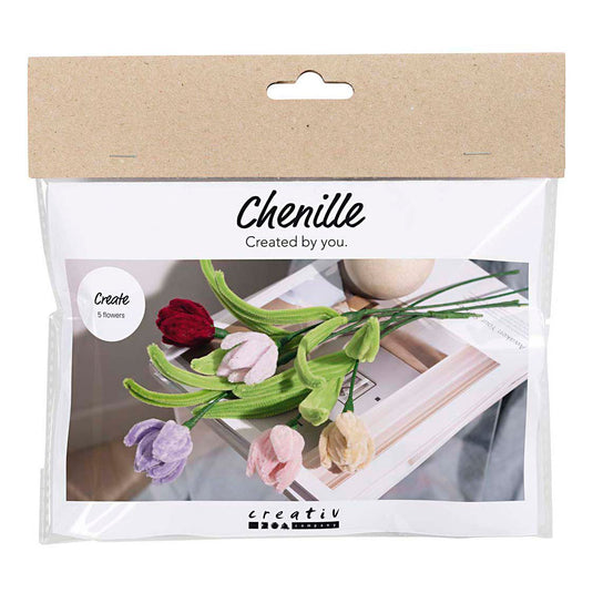 Creativ company mini hobbyset tulpen bloemen van chenilledraad
