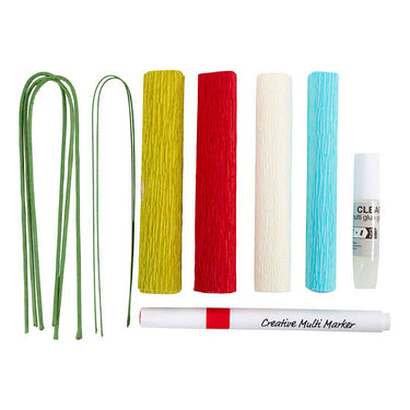 Creativ company mini hobbyset bloemen van crepepapier pastelkleuren