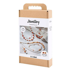 Creativ company hobbyset sieraden beige burnt orange wit parelmoer