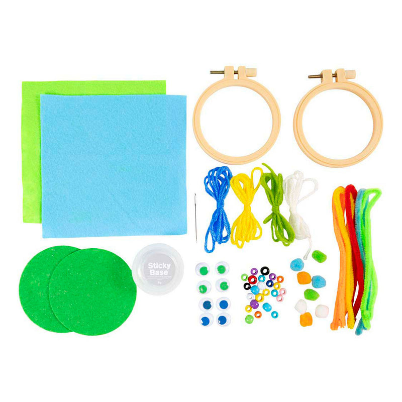 Afbeelding laden in galerijviewer, Creativ company mini hobbyset gezichtjes borduren blauw en groen

