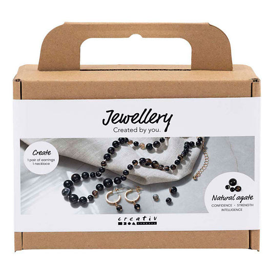 Creativ company mini hobbyset sieraden halsketting en oorbellen zwart en wit