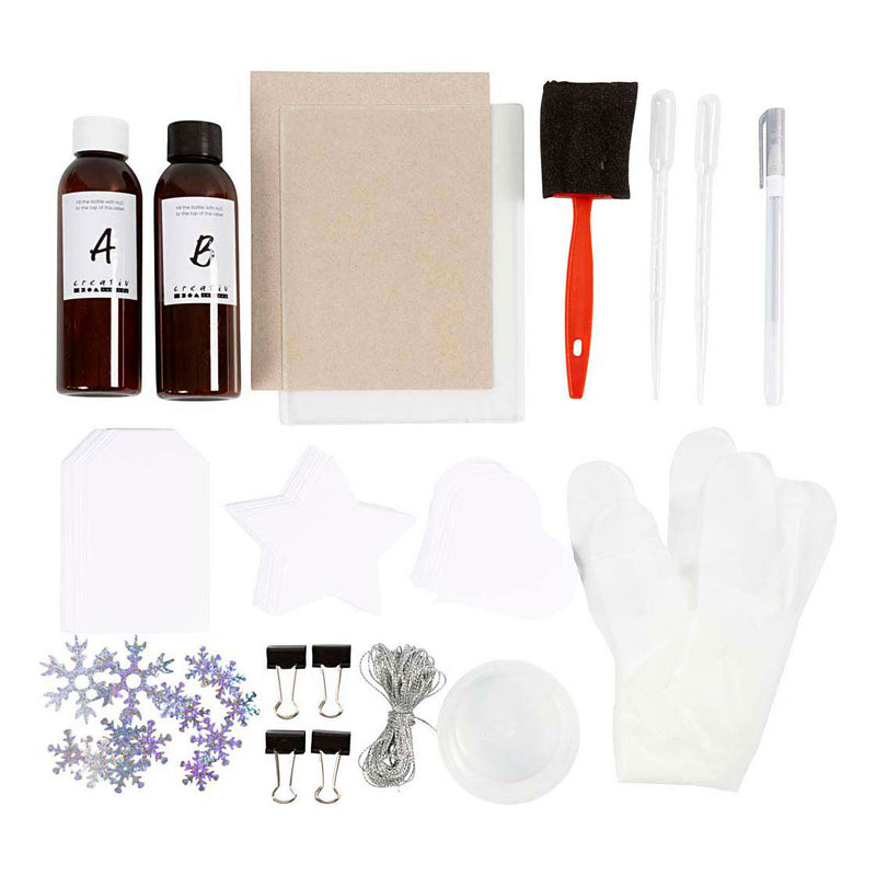 Afbeelding laden in galerijviewer, Creativ company mini hobbyset cyanotypie geschenklabels blauw en zilver
