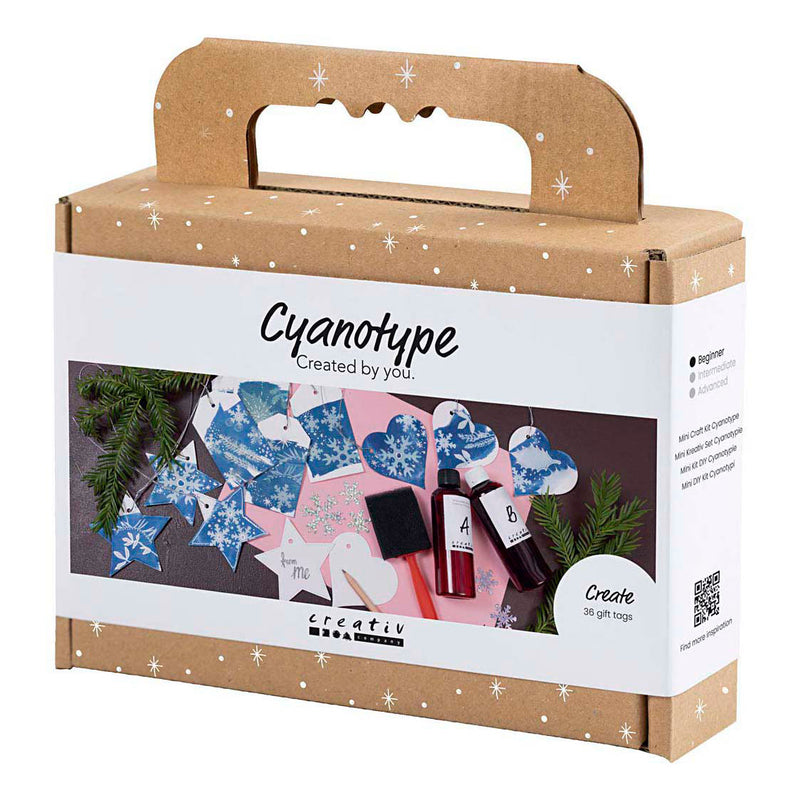 Afbeelding laden in galerijviewer, Creativ company mini hobbyset cyanotypie geschenklabels blauw en zilver
