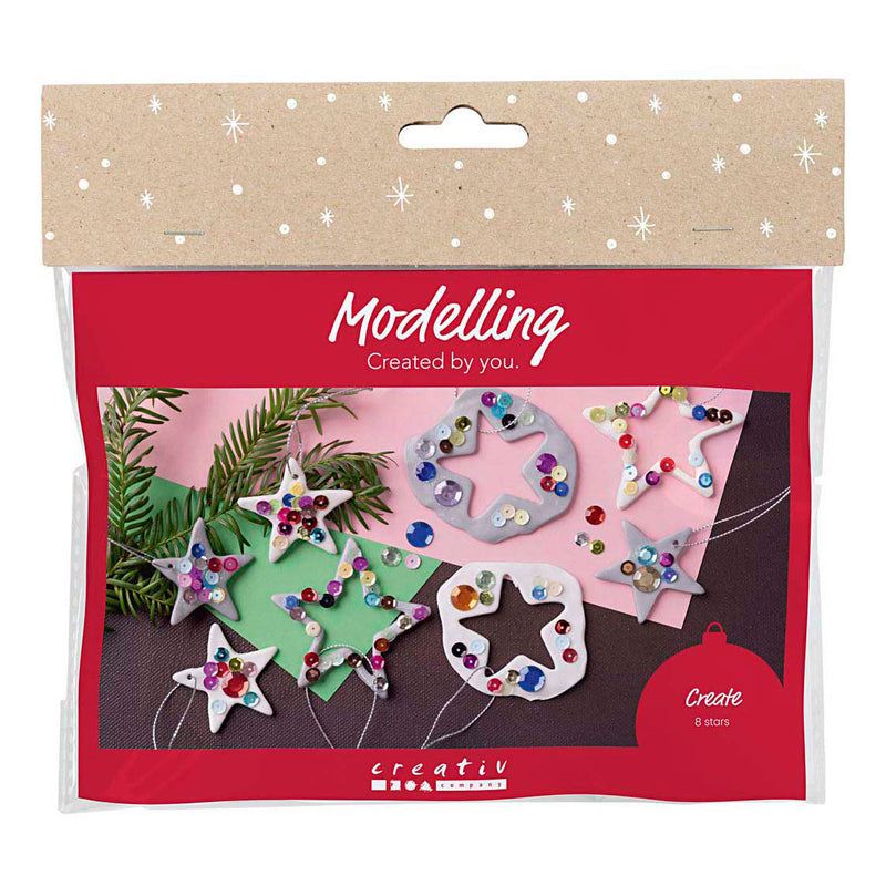 Afbeelding laden in galerijviewer, Creativ company mini hobbyset boetseren sterren zilver wit
