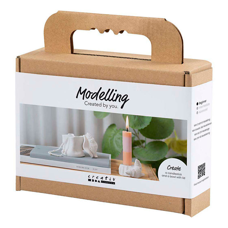 Afbeelding laden in galerijviewer, Creativ company mini hobbyset boetseren kandelaar met schelpen off white
