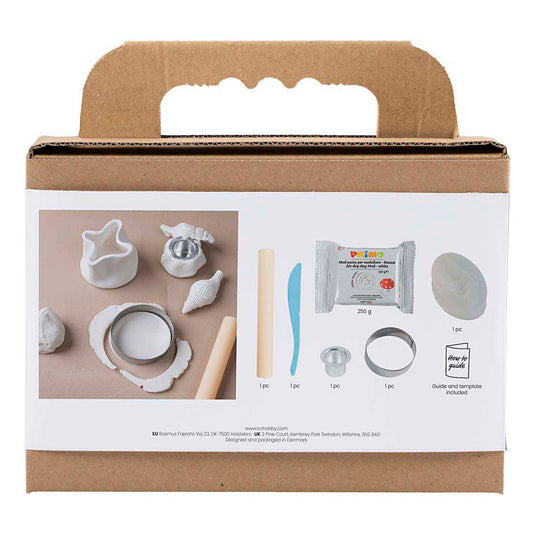 Creativ company mini hobbyset boetseren kandelaar met schelpen off white