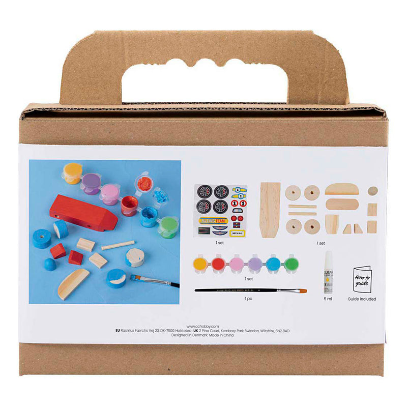 Afbeelding laden in galerijviewer, Creativ company mini hobbyset houten raceauto schilderen
