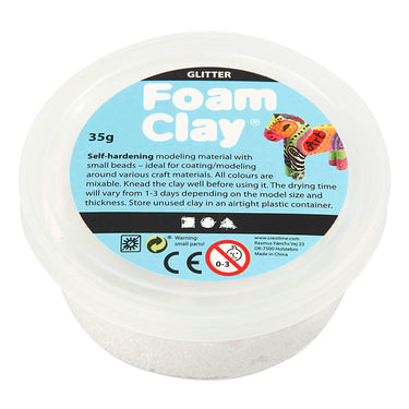 Creativ company foam clay glitter wit - 35gr.