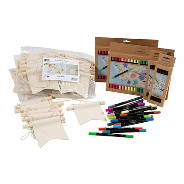 Creativ company http: www.cchobby.nl groepsset-verf-je-eigen-spandoek-afm-10-5x12-cm-lijndikte-2-3-3-6-mm-diverse-kleuren-60-stuk-1-doos