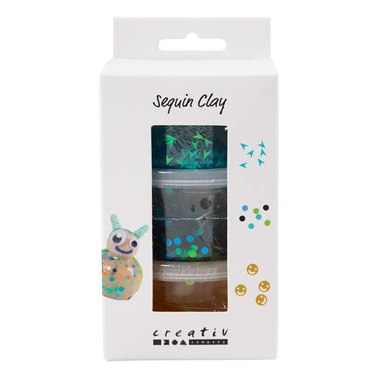 Creativ company sequin clay blauw groen - 6x60gr.