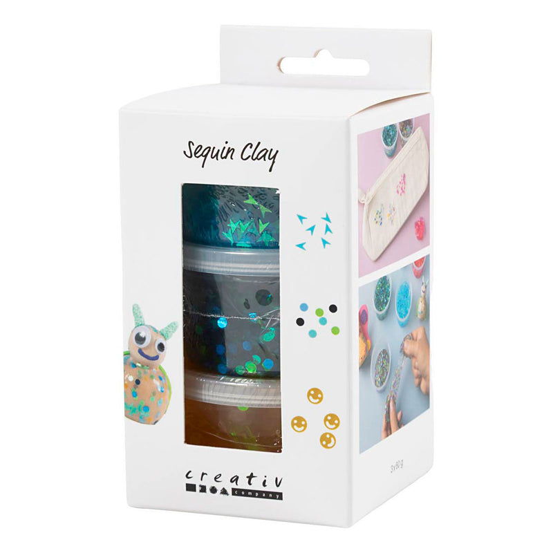 Afbeelding laden in galerijviewer, Creativ company sequin clay blauw groen - 6x60gr.
