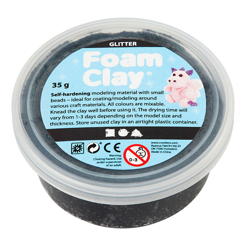 Laden Sie das Bild in Galerie -Viewer, Creativ company https: www.cchobby.nl foam-clayr-zwart-glitter-35-gr-1-doosje

