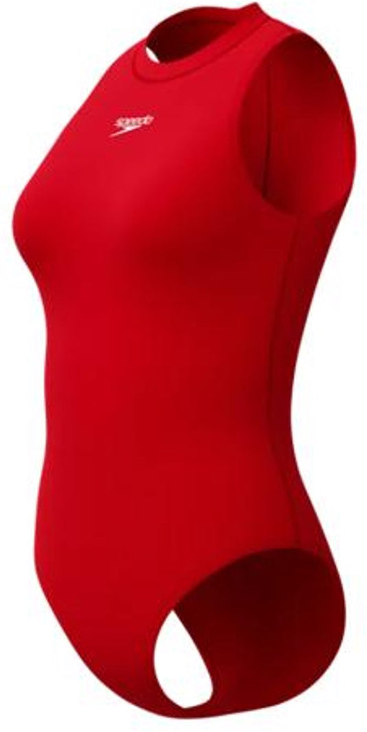 Speedo endurance+ hydrasuit dames sportbadpak - badpak dames met hoge bedekking - zwempak dames met borstvoering - sportbadpak dames met ritssluiting - rood - 40