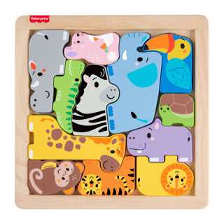 Afbeelding laden in galerijviewer, Mattel houten dierenpuzzel van fisher-price - educatief speelgoed.
