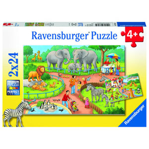 Ravensburger puzzel een dag in de dierentuin - 2x24 stukjes - kinderpuzzel