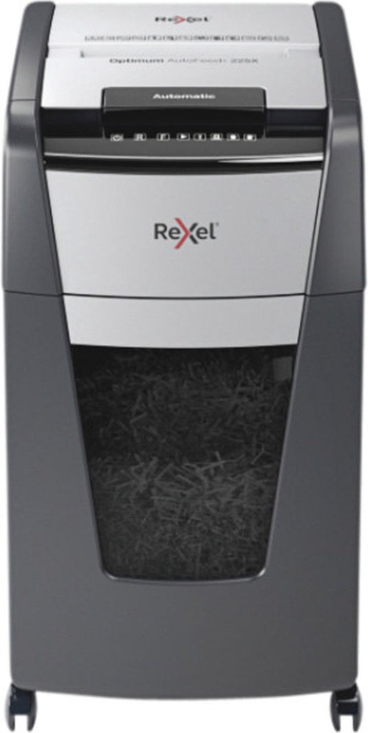 Rexel optimum autofeed+ 225x fluisterstille papierversnipperaar - p4 snippers - automatische invoer tot 225 vel - 60l - zwart