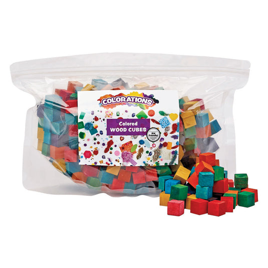 Colorations - gekleurde houten kubus blokjes, 196st.
