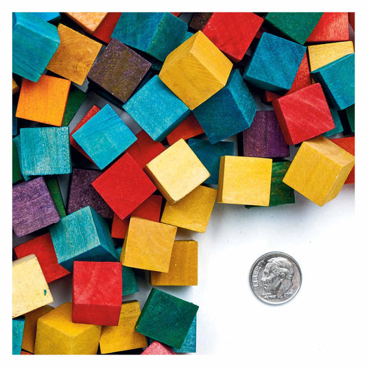Colorations - gekleurde houten kubus blokjes, 196st.