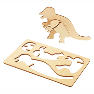 Colorations bouwpakketje houten 3d dinosaurus, set van 4