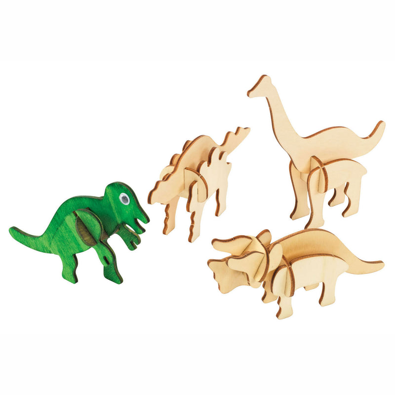 Load image into Gallery viewer, Colorations bouwpakketje houten 3d dinosaurus, set van 4

