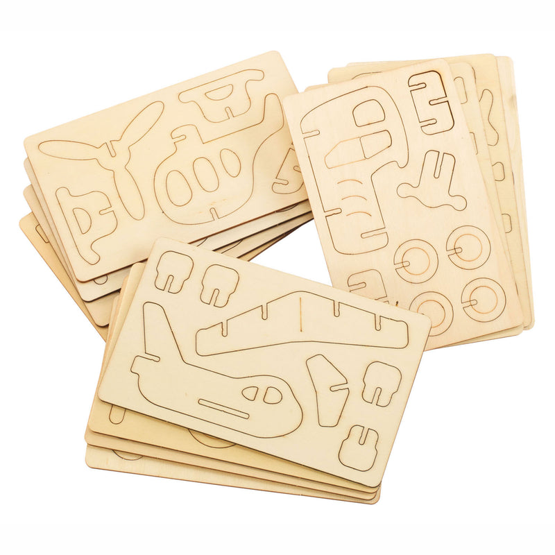 Load image into Gallery viewer, Colorations bouwpakketje houten 3d voertuigen, set van 4
