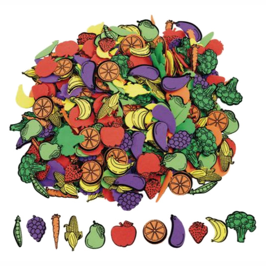 Colorations - zelfklevende foam groenten en fruit stickers, 500st.