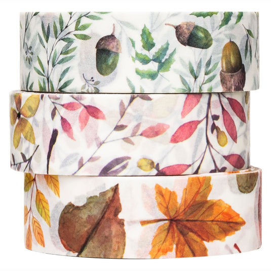 Colorations - washi tape herfstblaadjes 3 rollen, 5mtr.