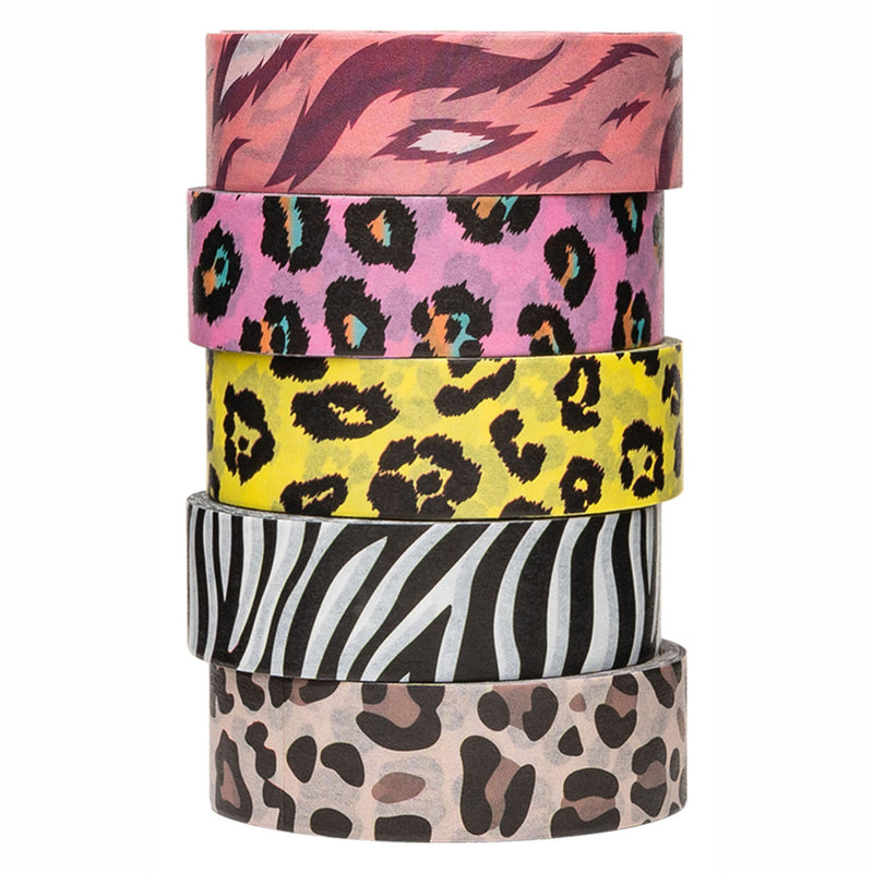 Afbeelding laden in galerijviewer, Colorations washi tape dieren patronen 5 rollen decoratie 5 meter.
