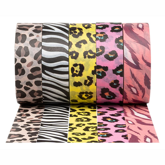 Colorations - washi tape dieren patronen 5 rollen, 5mtr.