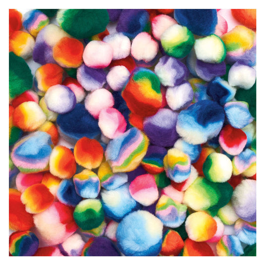 Colorations - regenboog gestreepte pom poms, 180st.