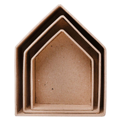 Colorations - papier-mache huisjes, 3st.