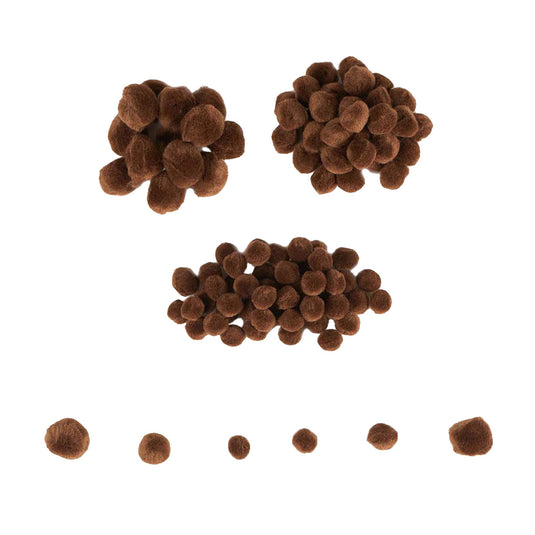 Colorations - mini pompons bruin, 100st.