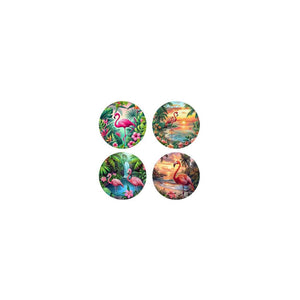 Onderzetters flamingo ø10,3cm set a 4 stuks in doosje