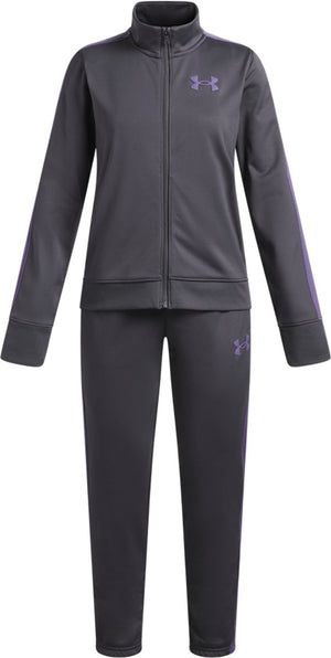 Under armour ua rival knit track suit-gry meisjes trainingspak - castlerock - paars luxe - paars luxe