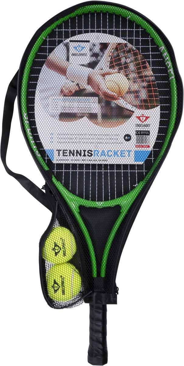 Chargez l'image dans la visionneuse de la galerie, Engelhart tennisracket met hoes en 2 ballen - groen
