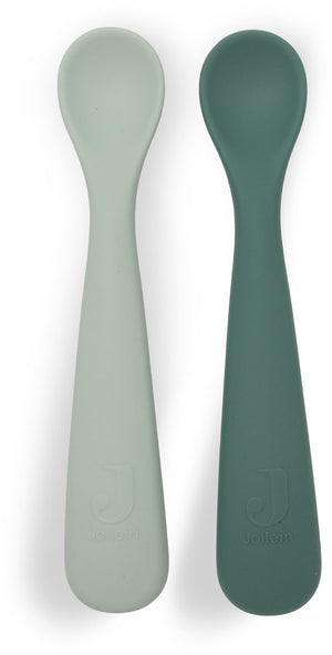 Jollein babylepel - baby bestek siliconen - jade shades - 2 stuks