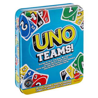 Mattel games uno teams kaartspel in exclusieve metalen box