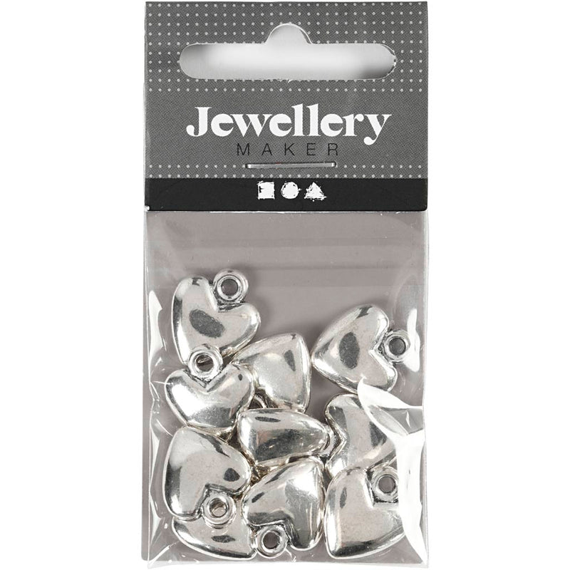 Load image into Gallery viewer, Creativ company https: www.cchobby.nl hartvormige-hanger-afm-13x15-mm-verzilverd-10-stuk-1-doos
